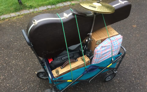 Initial busking trolly set up. 